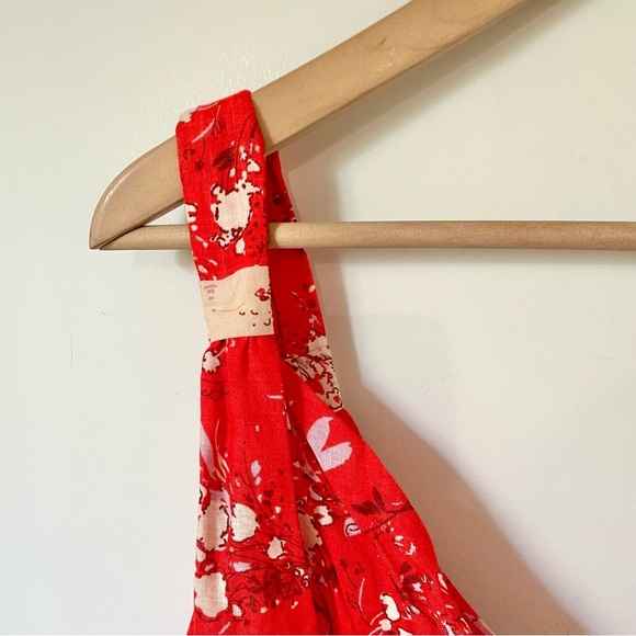 Free People All Mine Mini Dress in Red One Shoulder Tiered Skirt Bohemian Size S - Picture 10 of 13